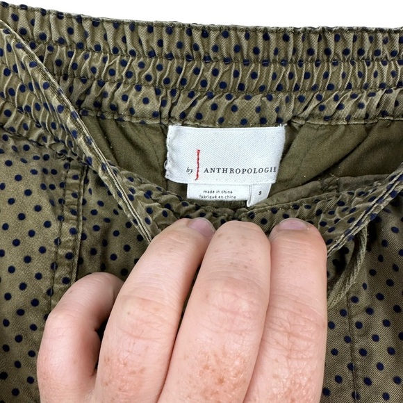 Anthropologie Green Flocked Polka Dot Joggers - Picture 5 of 8